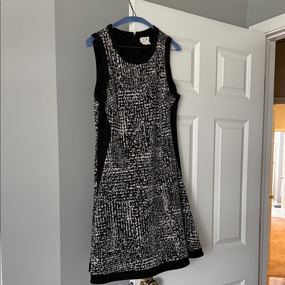 Donna Karan Black and White Textured Mini Dress